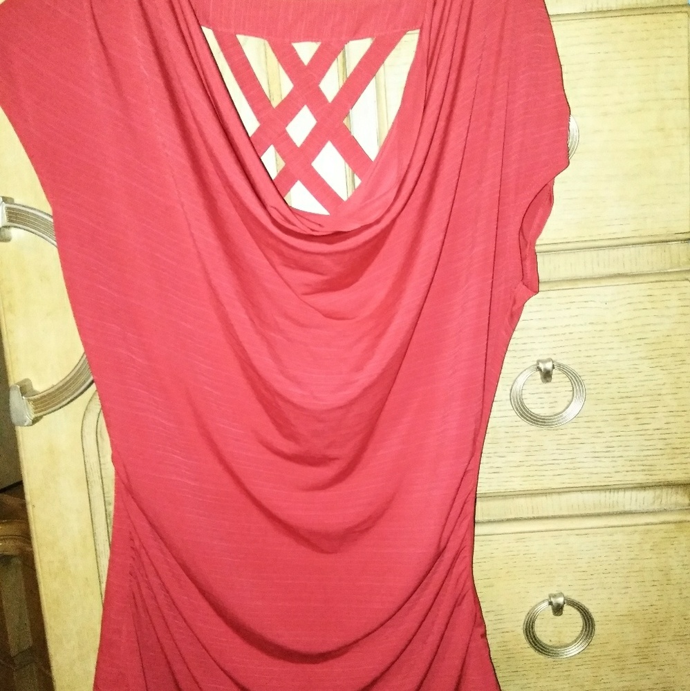 Red Blouse W/ Open Criss Cross Back